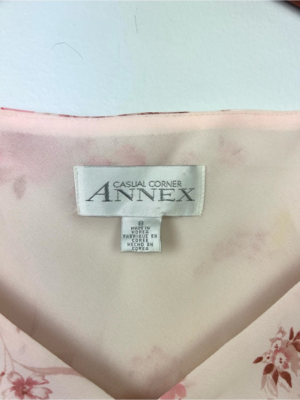 Casual corner annex vintage sleeveless midi  dress 8 floral Blush pink V-Neck - Picture 9 of 11